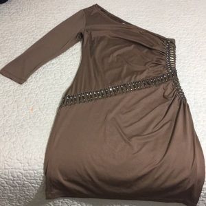 NWT ONE SHOULD 3/4 SLEEVE BROWN BEADED SIZE LARGE